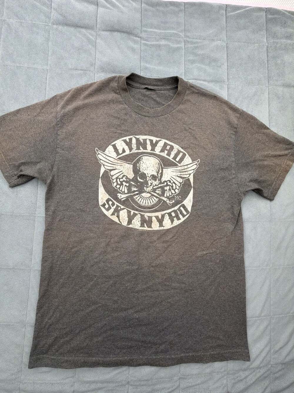 Winterland Lynyrd Skynyrd Skull Wings Biker Rock Band T-Shirt Gray faded Size M